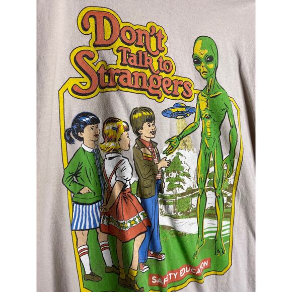 Steven Rhodes White Men's Don't Talk to Strangers Alien XL Tshirt - Picture 2 of 6
